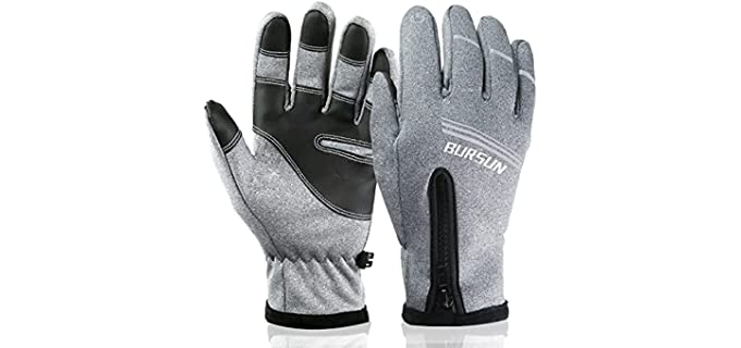 Bursun Winter Gloves, Windproof Waterproof Warm Touchscreen Gloves Men Women, Outdoor Winter Thermal Gloves for Cycling Riding Running Work