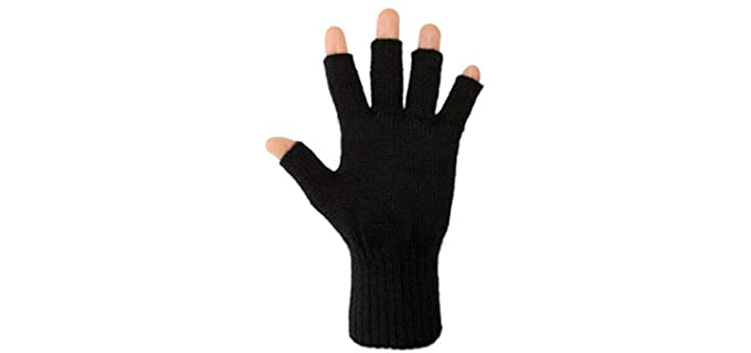 Darn Warm Alpaca Fingerless Gloves - Best Natural Solution for Cold Hands (Black - 90% Alpaca, Medium)