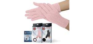 Doctor Developed Full Fingered Arthritis Compression Gloves Men and Women for Arthritis, Raynauds Disease & Carpal Tunnel (Pink, Medium)