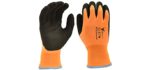 G & F Products 100% Waterproof Winter Gloves for outdoor cold weather Double Coated Windproof HPT Plam and Fingers Acrylic Terry inner keep hands warm at -58F Medium, winter waterproof gloves , Orange
