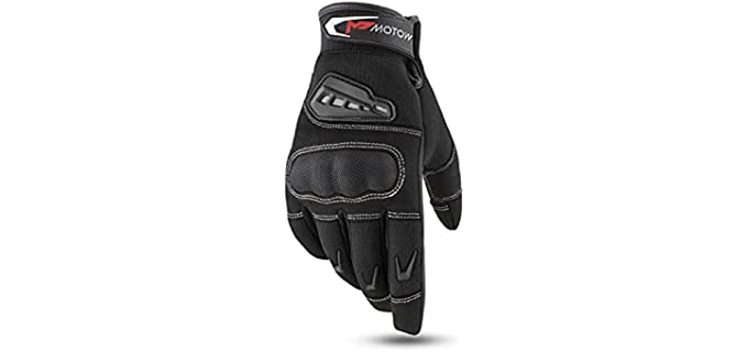 MOTOW Motorcycle Gloves for Men Women, Summer Powersports Gloves for ATV MTB Dirt Bike Racing Riding Biking with Hard Knuckle, Breathable Touchscreen-Friendly Thumb Index Fingertip Black-S