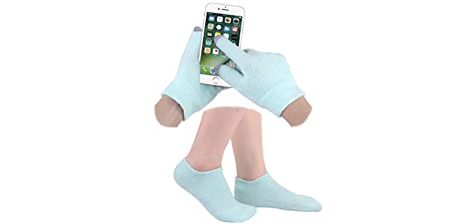 Moisturizing Spa Gloves and Socks Set Gel Gloves and Socks Heal Eczema Cracked Dry Skin for Repair Treatment Touch Screen gift for women