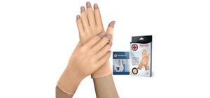 Nude 3/4 Doctor Developed Nude Arthritis gloves / Compression gloves for Women & Men and Doctor Written Handbook - Useful for Arthritis, Raynauds, RSI, Carpal tunnel (M)