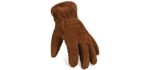 OZERO Work Gloves Winter Insulated Snow Cold Proof Leather Glove Thick Thermal Imitation Lambswool - Extra Grip Flexible Warm for Working in Cold Weather for Men and Women (Brown,X-Large)