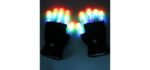 RexRod 7 colors light show LED Gloves Rave Light Finger Lighting Flashing Glow Mittens(whole finger)