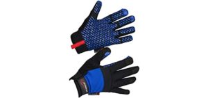SAFE HANDLER Super Grip Gloves | Textured Grip Palm, Non-Slip Texture, Hook & Loop Wrist Strap, BLACK/BLUE, L/XL, 1 pair (2 gloves)