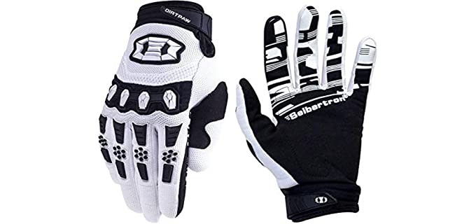 Seibertron Dirtpaw Unisex BMX MX ATV MTB Racing Mountain Bike Bicycle Cycling Off-Road/Dirt Bike Gloves Road Racing Motorcycle Motocross Sports Gloves Touch Recognition Full Finger Glove White L