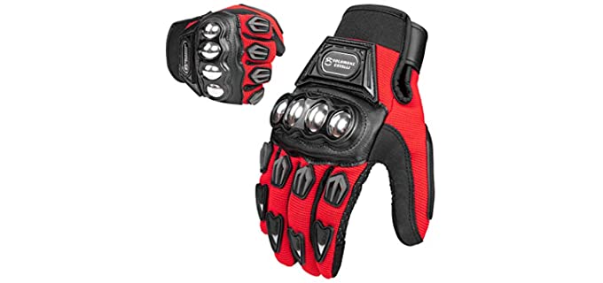 Tcbunny Pro-biker Motorbike Carbon Fiber Powersports Racing Gloves (Red, Large)
