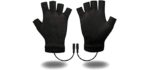 USB Heated Gloves for Men and Women Mitten Winter Hands Warm Laptop Gloves Half Heated Fingerless Heating Knitting Hands Warmer Washable Design (Black)