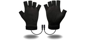 USB Heated Gloves for Men and Women Mitten Winter Hands Warm Laptop Gloves Half Heated Fingerless Heating Knitting Hands Warmer Washable Design (Black)