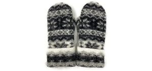 Warm Women Knit Mittens 100% Icelandic Wool Fleece Lined by Freyja Canada (Black, Light Charcoal, White)