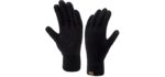 Winter Touchscreen Gloves for Men & Women 3 Fingers Dual-layer Touch Screen Warm Lined Anti-Slip Knit Texting Glove, Black, Medium