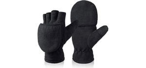 Winter Gloves Fingerless Convertible Mittens with Flip Top 3M Thinsulate Thermal Fleece for Running Photographing Typing - Black Small