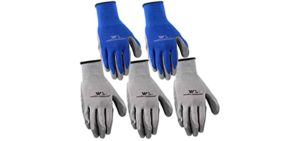 5-Pair Pack Wells Lamont Nitrile Work Gloves | Lightweight, Abrasion Resistant | Large (580LA) , Grey