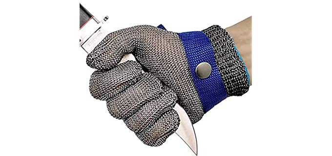 Cut Resistant Gloves Stainless Steel Wire Metal Mesh Butcher Safety Work Gloves for Cutting,Slicing Chopping and Peeling(Medium)