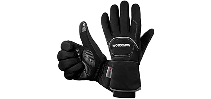 KINGSBOM -40F° Waterproof & Windproof Thermal Gloves - 3M Thinsulate Winter Touch Screen Warm Gloves - for Cycling,Riding,Running,Outdoor Sports - for Women and Men (Black,Medium)