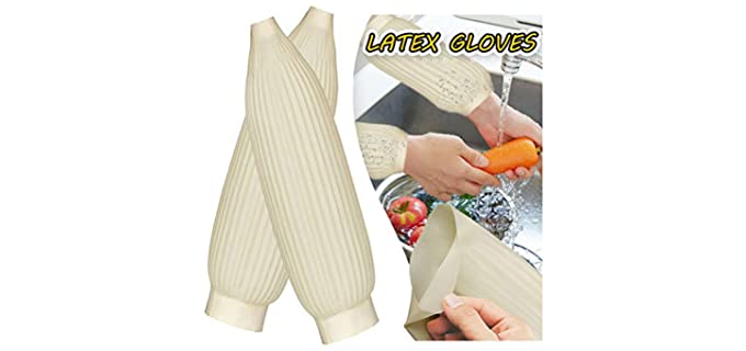 Latex Arm Sleeves, Waterproof Reusable Elastic Line Cuffs Cleaning Cooking Arm Sleeves Covers Oversleeves Sleevelets Oil-Resistant Anti-Pollution Kitchen Dishwashing Sleevelets Kitchen Tool