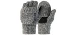 Novawo® Unisex Wool Blend Crochet Convertible Fingerless Gloves with Mitten Cover