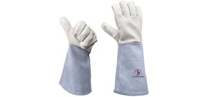 Rose Gardening Gloves by Euphoria - Cowhide Leather Garden Gauntlet Gloves - Puncture Resistant Work Gloves for Men and Women in S, M, L (Runs Large) - Best for Pruning Blackberries and Thorny Bushes