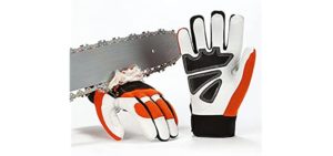 Vgo 1-Pair Chainsaw Work Gloves Saw Protection on Left Hand Back (Size L, Orange, GA8912)