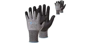 Cut Resistant Work Gloves MicroFoam Nitrile Coated-2 Pairs,KAYGO KG21NB, High Cut Level 5,Superior GRIP Performance,Wrapped for Vending,Ideal for General Duty Work,large