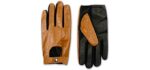 Mustang Gloves Classic Leather Driving Glove for Men with Touchscreen Technology (Light Brown, XS/S)