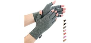 Duerer Arthritis Compression Gloves Women Men for RSI, Carpal Tunnel, Rheumatiod, Tendonitis, Fingerless Gloves for Computer Typing and Dailywork (Gray, M)