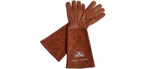 Legacy Gardens Protective Gloves for Women & Men | Thorn and Cut Proof Garden Work Gloves Suitable For Thorny Bushes Cacti Rose Pruning- XL Brown