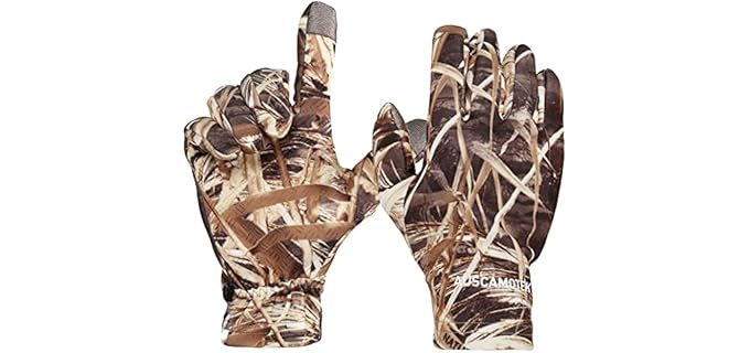 AUSCAMOTEK Duck Hunting Camo Gloves for Men with Touch Screen Fingers