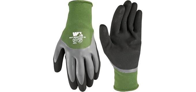 Wells Lamont Men's Waterproof Work Gloves with Latex Double Coating, Green/Black, Medium (609M-300)