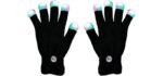 XISFORX 7 Colors Light Show LED Gloves Rave Light Finger Lighting Flashing Glow Mittens
