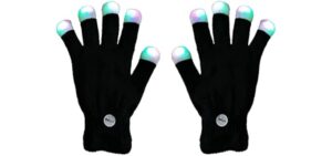 XISFORX 7 Colors Light Show LED Gloves Rave Light Finger Lighting Flashing Glow Mittens