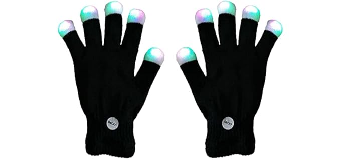 XISFORX 7 Colors Light Show LED Gloves Rave Light Finger Lighting Flashing Glow Mittens