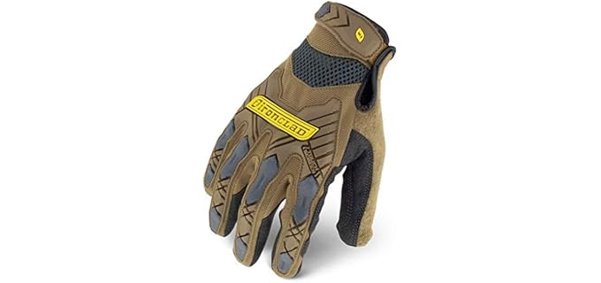 Ironclad Command Impact Work Gloves, Touch Screen, Conductive Palm & Fingers, Brown, Large